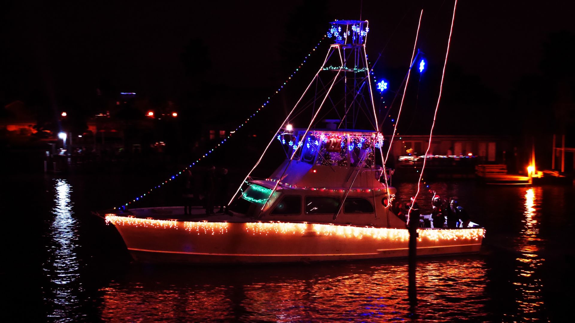 A Boat With Lights On It