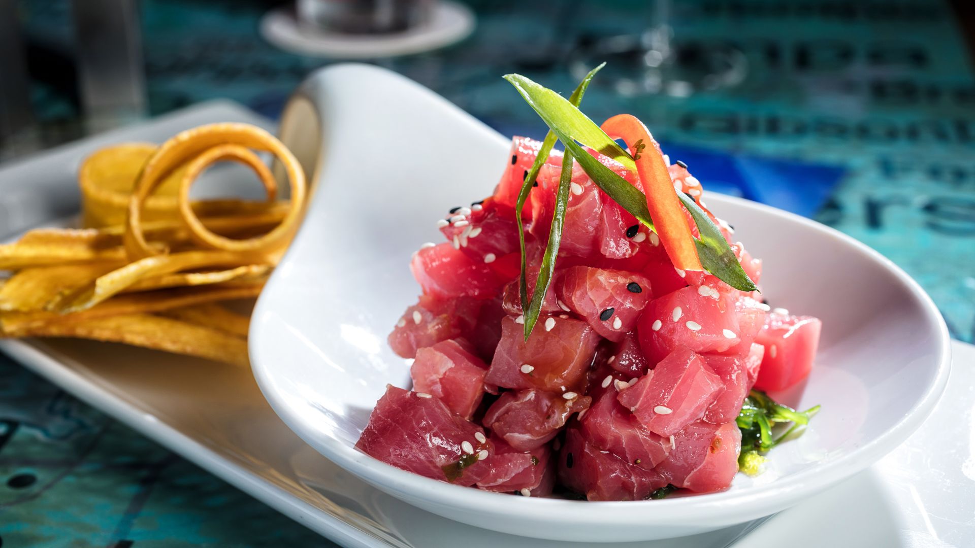 A Plate Of Ahi Tuna On A Table At Margaritaville Resort