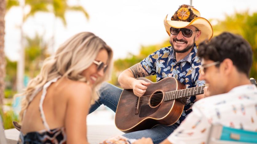 Musician Jason Link Plays Guitar For Guests At The Salty Rim Bar And Grill At Margaritaville Resort Orlando. 