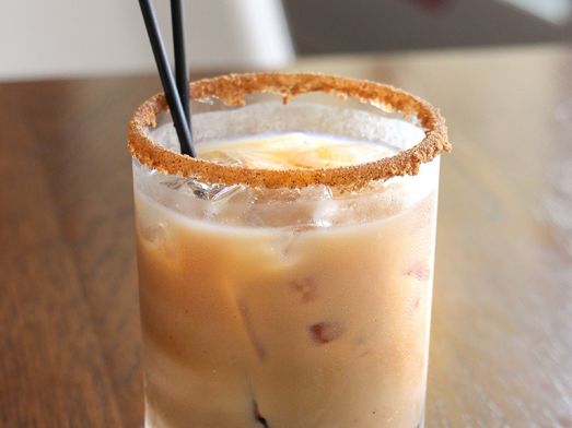 Iced Coffee Cocktail With Sugar Rim. 