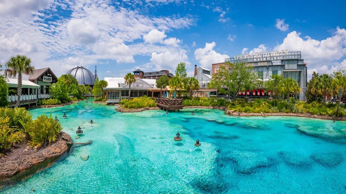 Spring of crystal clear water at Disney Springs shopping district.