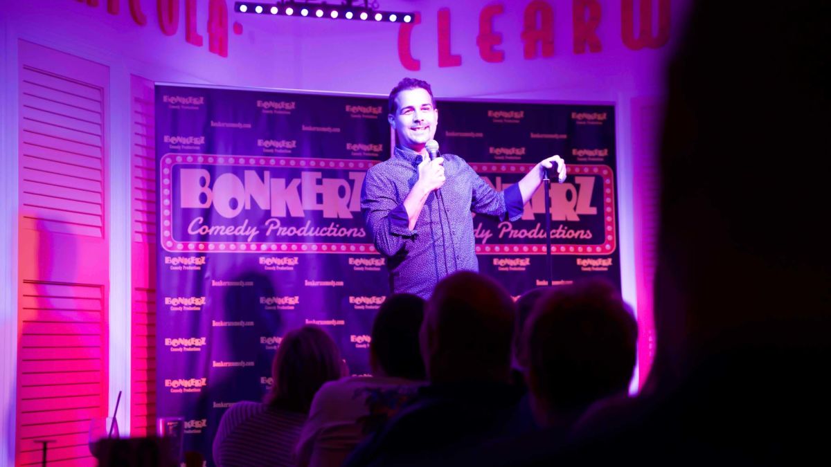 Stand up comedian performing at Bonkerz Comedy and Cocktails.