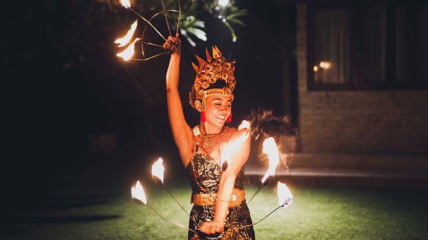 Traditional fire dancer