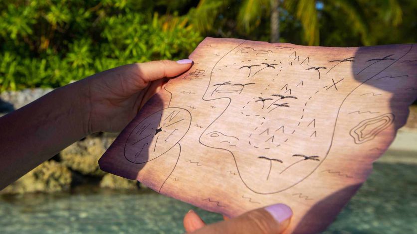 Treasure map on an old piece of paper