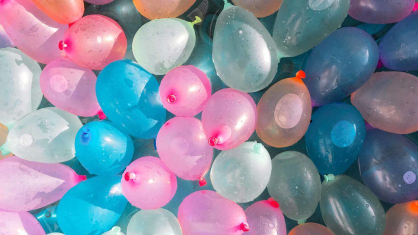 Pile of colorful water balloons