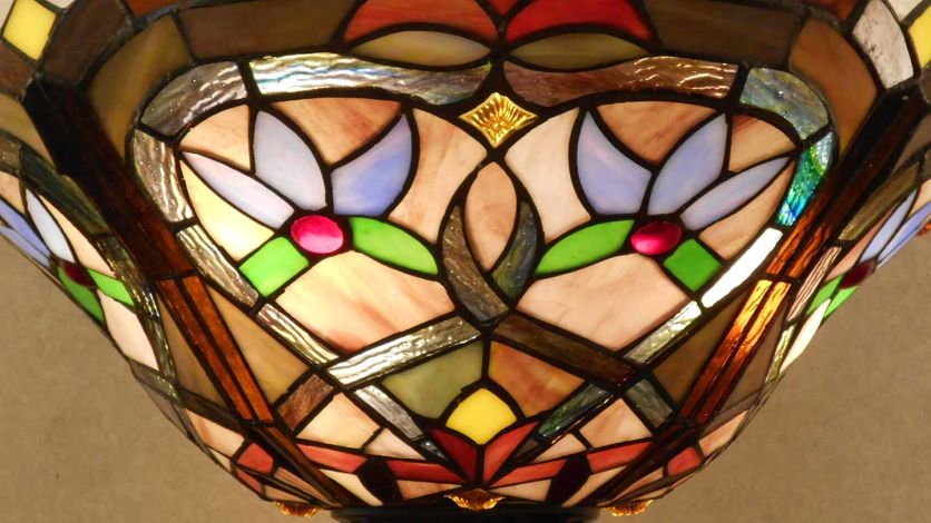 A Tiffany-style stained glass lamp